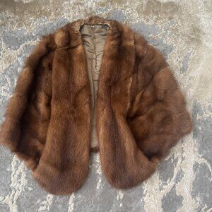 Vintage Real Fur Cape - Soft and Elegant (Size: S)
